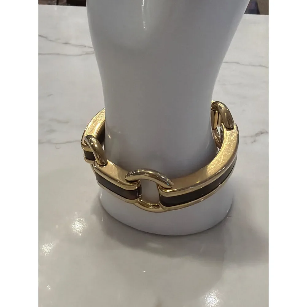 Michael Kors Gold-Tone Link Bracelet Tortoise Inlay One Size